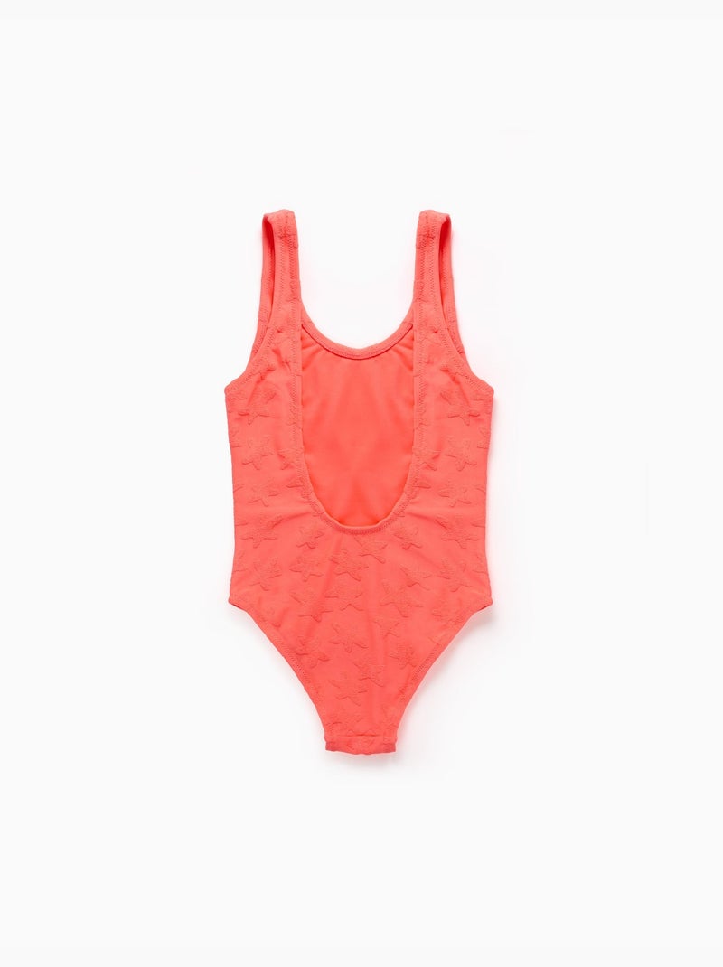 Costume da bagno con motivo a stella in bouclé Arancione corallo - Kiabi
