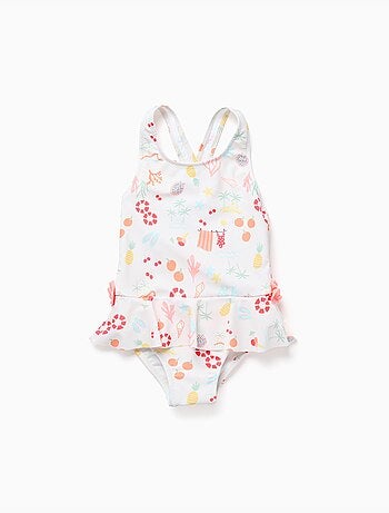 Costume da bagno con motivo da spiaggia e fodera