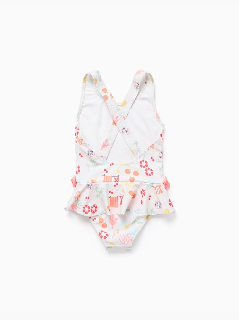 Costume da bagno con motivo da spiaggia e fodera Bianco - Kiabi