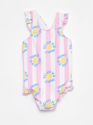Costume da bagno con motivo e spalline con volant