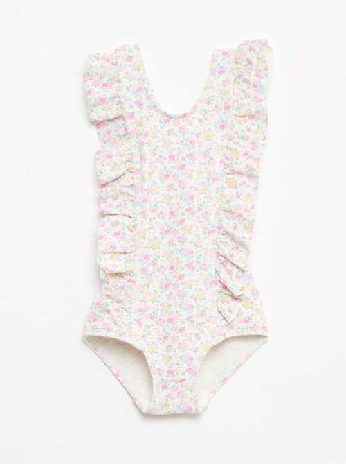 Costume da bagno con motivo e volant - Kiabi