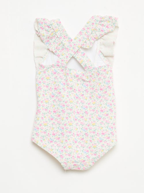 Costume da bagno con motivo e volant - Kiabi