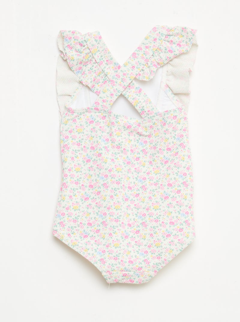 Costume da bagno con motivo e volant Bianco - Kiabi