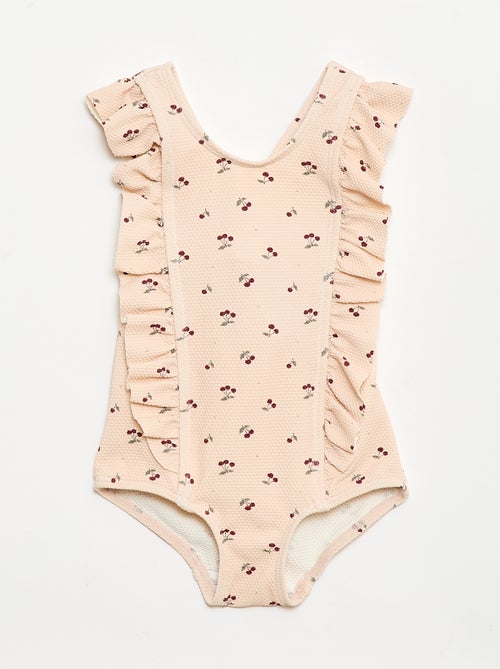 Costume da bagno con motivo e volant - Kiabi