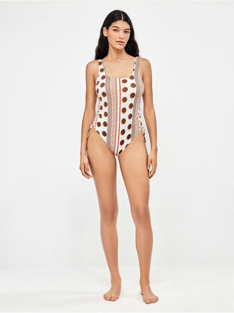 Costume da bagno con scollo quadrato con stampa geometrica Multicolore - Kiabi