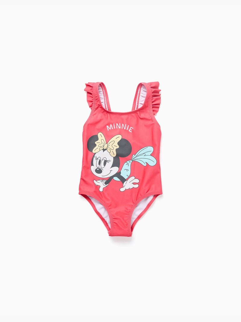 Costume da bagno con stampa Minnie e spalline arricciate Rosa - Kiabi