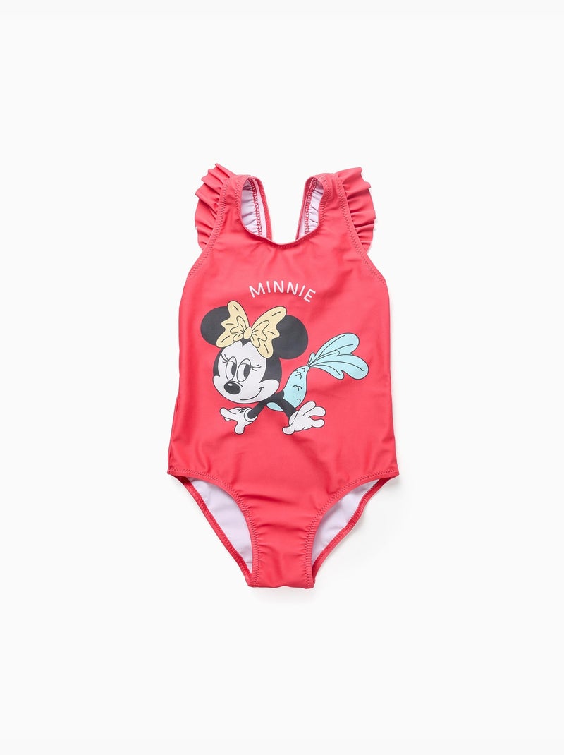 Costume da bagno con stampa Minnie e spalline arricciate Rosa - Kiabi
