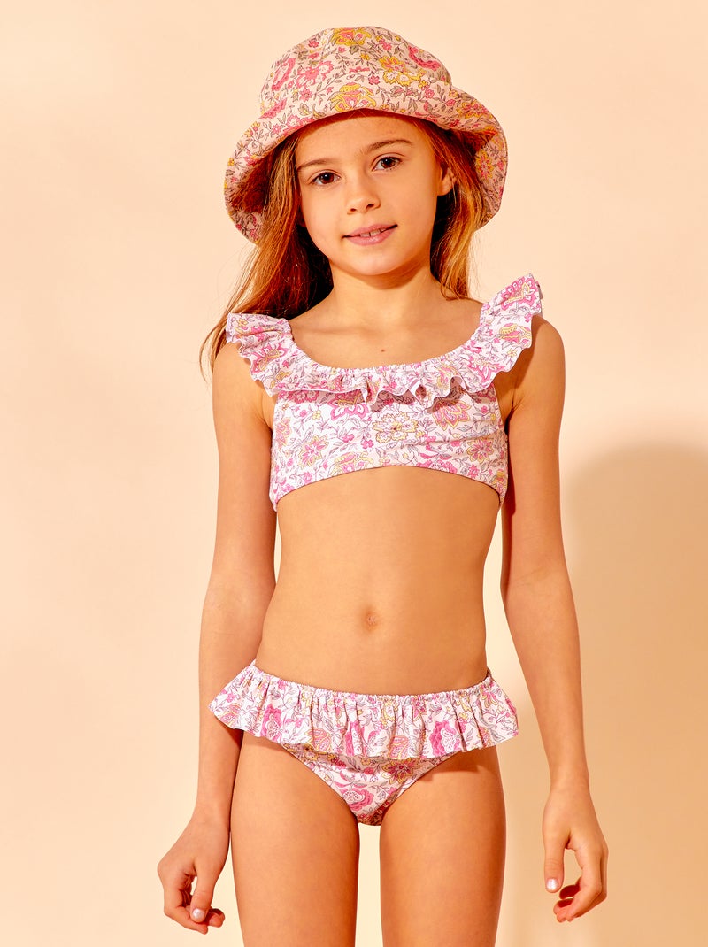 Costume da bagno con stampa tropicale - 2 pezzi ROSA - Kiabi