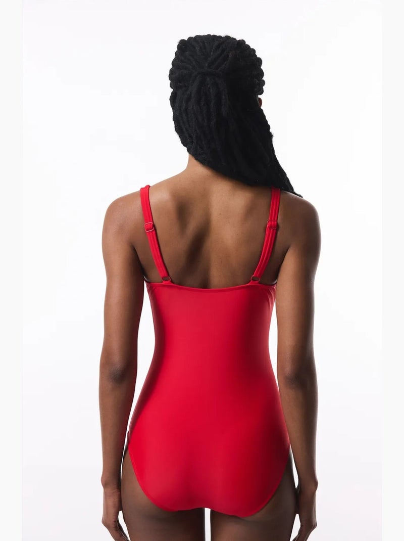 Costume da bagno corsetto arricciato modellante per addome e vita penti Rosso - Kiabi