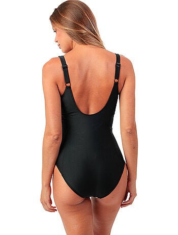 Costume da bagno curvy snellente da donna ADMAS con fasce, nero e bianco