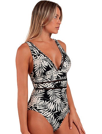 Costume da bagno da donna ADMAS con foglie nere