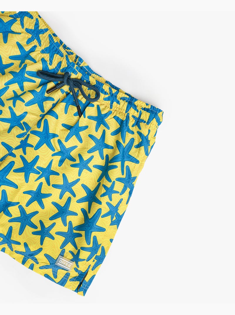 Costume da bagno DIVER Starfish da uomo Blu Giallo - Kiabi