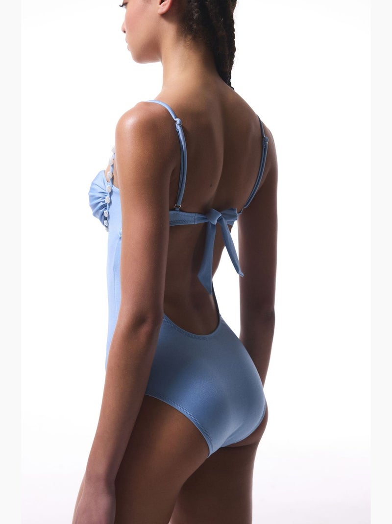 Costume da bagno donna con fibbia penti Blu cielo - Kiabi