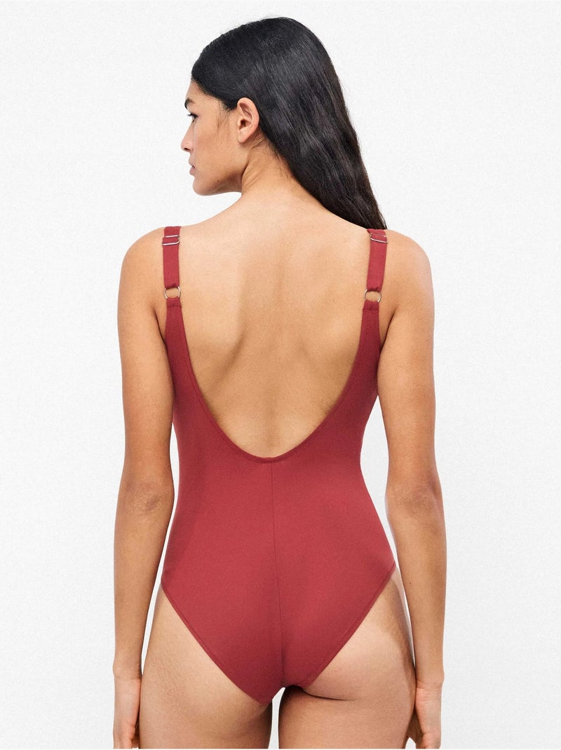 Costume da bagno effetto modellante senza ferretto Bordeaux - Kiabi