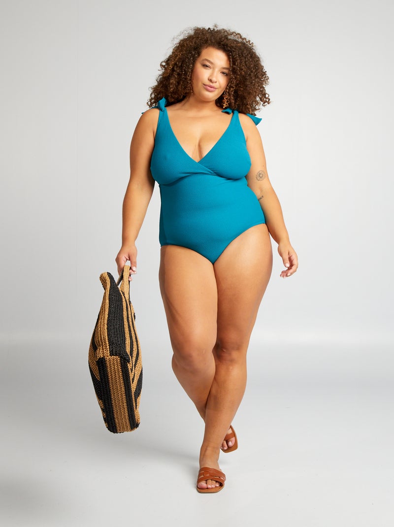 Costume da bagno goffrato - Intero blu - Kiabi