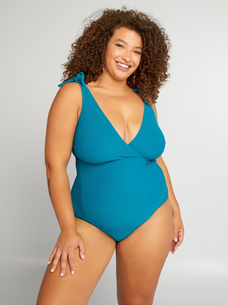 Costume da bagno goffrato - Intero blu - Kiabi