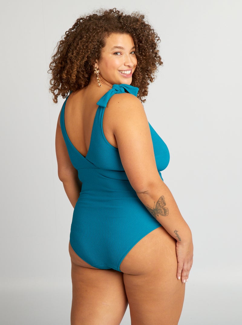 Costume da bagno goffrato - Intero blu - Kiabi