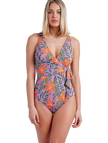 Costume da bagno incrociato jungle mauve da donna admas