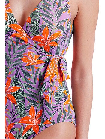 Costume da bagno incrociato jungle mauve da donna admas