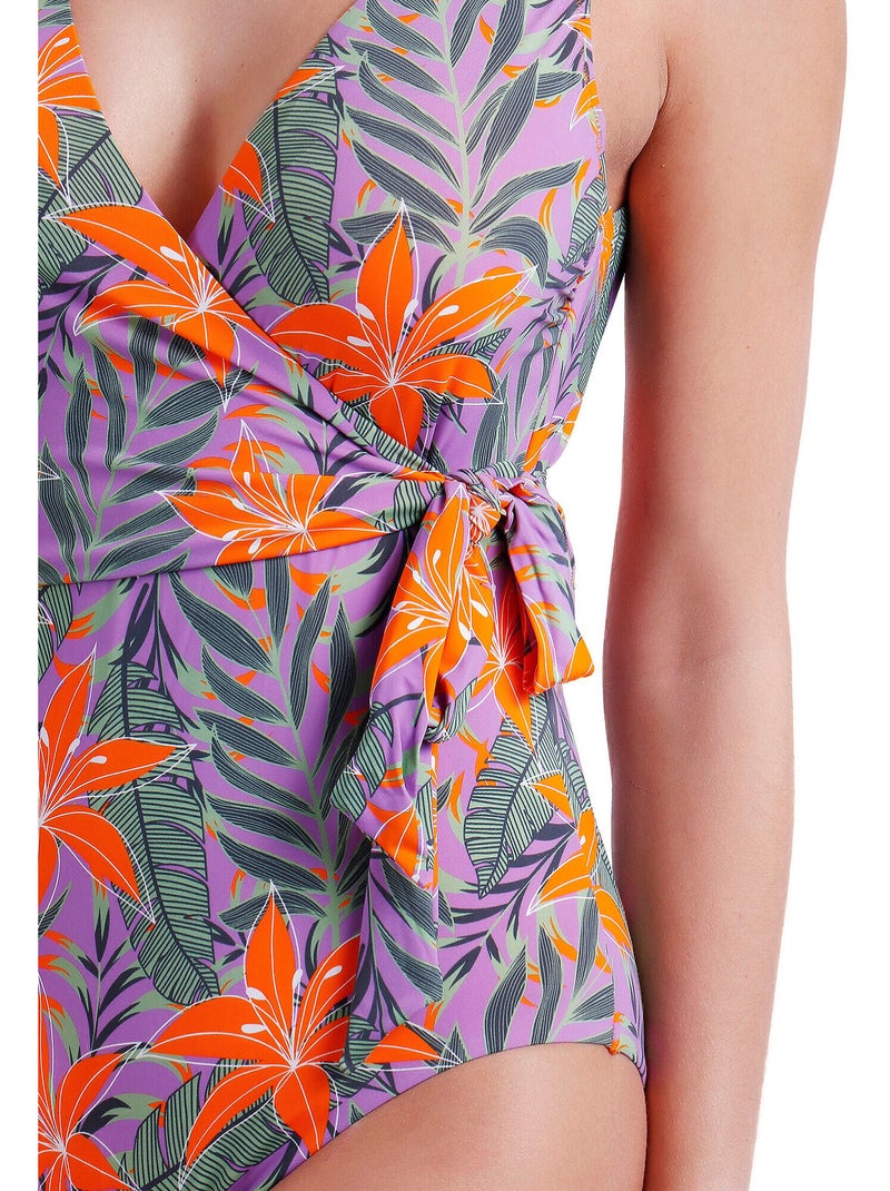 Costume da bagno incrociato jungle mauve da donna admas Viola - Kiabi