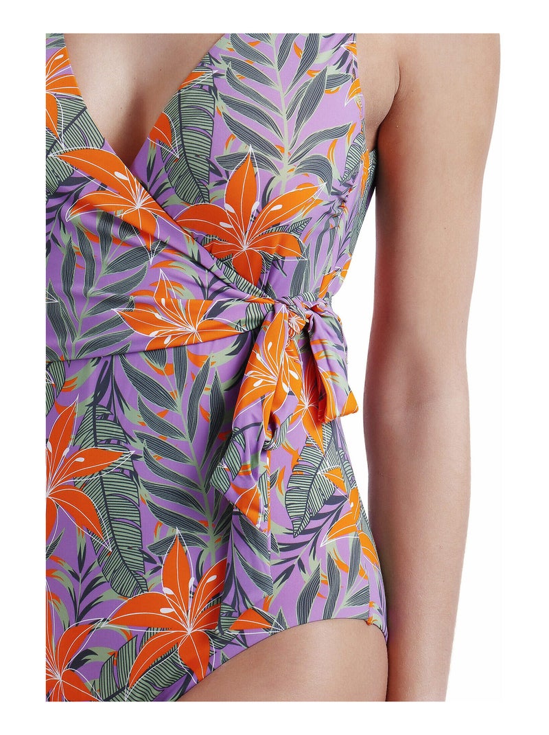 Costume da bagno incrociato jungle mauve da donna admas Viola - Kiabi