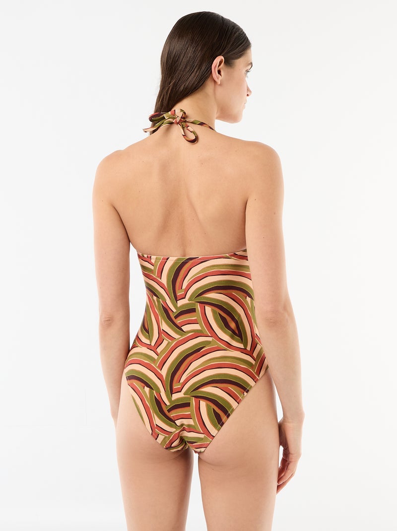 Costume da bagno intero a fascia con stampa Beige - Kiabi
