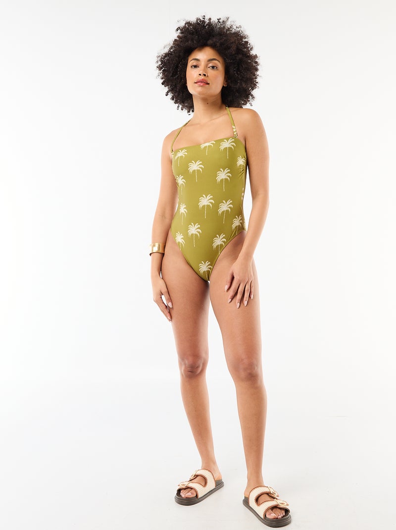 Costume da bagno intero a fascia con stampa Verde - Kiabi