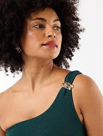 Costume da bagno intero asimmetrico con gioiello dorato