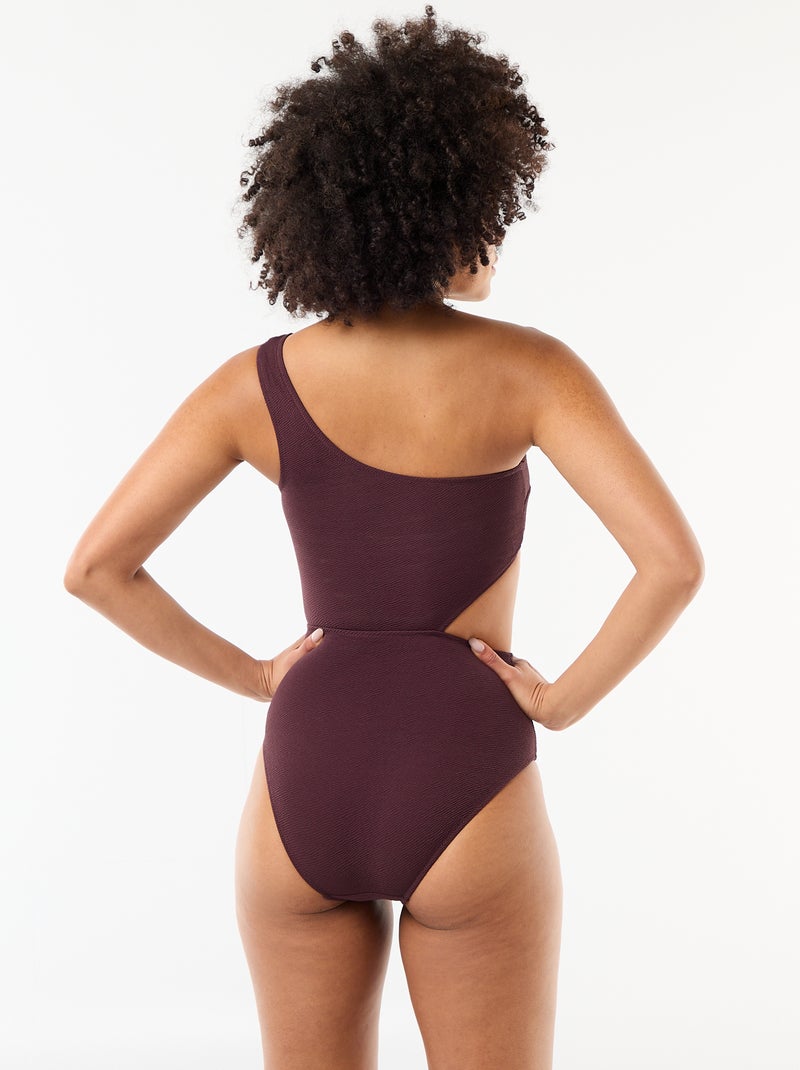 Costume da bagno intero asimmetrico con gioiello dorato Viola - Kiabi