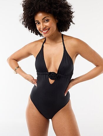 Costume da bagno intero con fiore sullo scollo