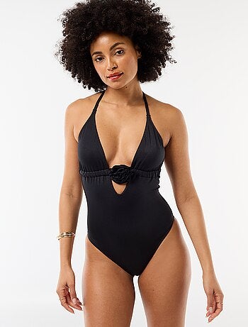 Costume da bagno intero con fiore sullo scollo