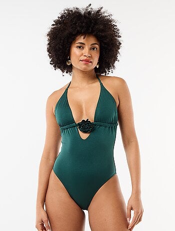 Costume da bagno intero con fiore sullo scollo