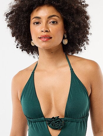 Costume da bagno intero con fiore sullo scollo
