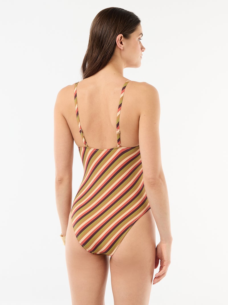 Costume da bagno intero con scollatura profonda e dettaglio gioiello Verde - Kiabi