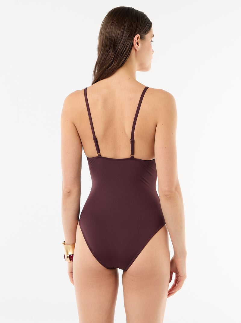Costume da bagno intero con scollatura profonda e dettaglio gioiello Viola - Kiabi