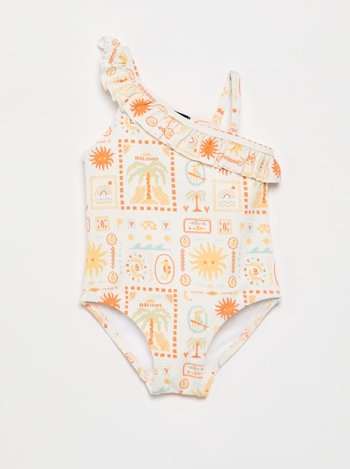 Costume da bagno intero con scollo a volant - Kiabi