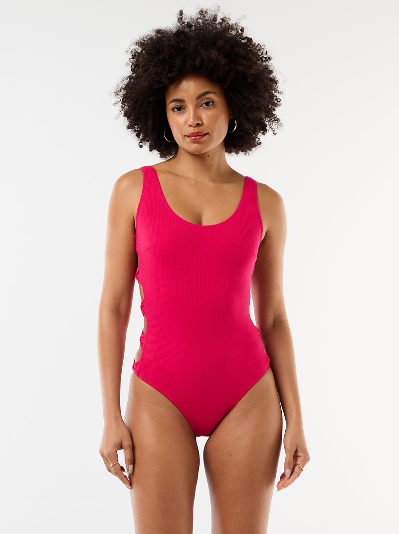 Costume da bagno intero con spacchi sui lati Rosa - Kiabi
