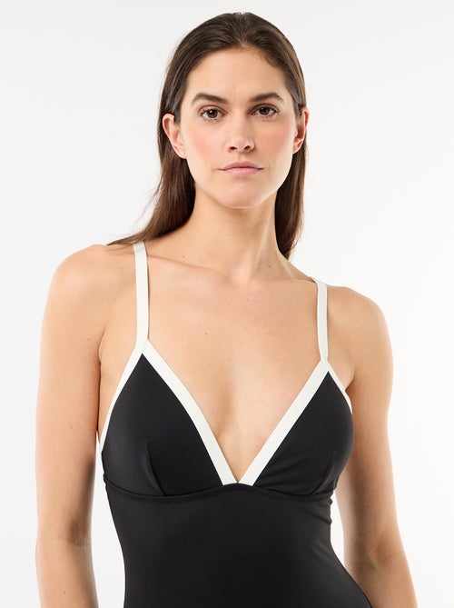 Costume da bagno intero con spalline a contrasto - Kiabi
