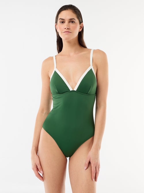 Costume da bagno intero con spalline a contrasto - Kiabi