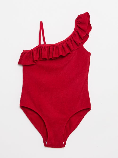 Costume da bagno intero con spalline su una spalla e volant - Kiabi