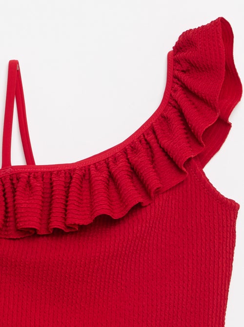 Costume da bagno intero con spalline su una spalla e volant - Kiabi