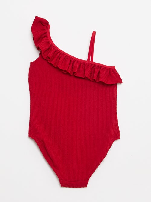 Costume da bagno intero con spalline su una spalla e volant - Kiabi