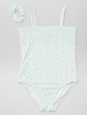 Costume da bagno intero con stampa + elastico per capelli - 2 pezzi