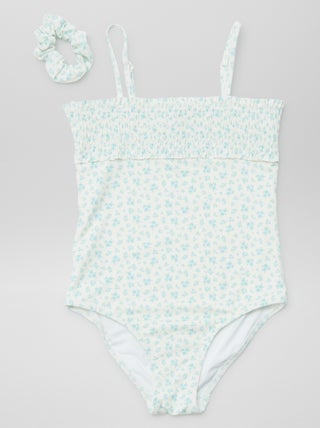 Costume da bagno intero con stampa + elastico per capelli - 2 pezzi