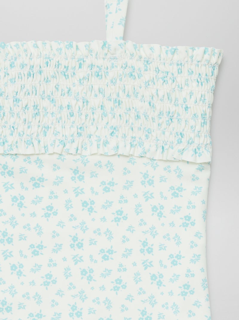 Costume da bagno intero con stampa + elastico per capelli - 2 pezzi BIANCO - Kiabi