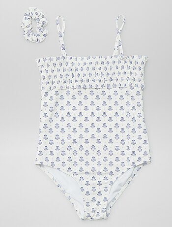 Costume da bagno intero con stampa + elastico per capelli - 2 pezzi