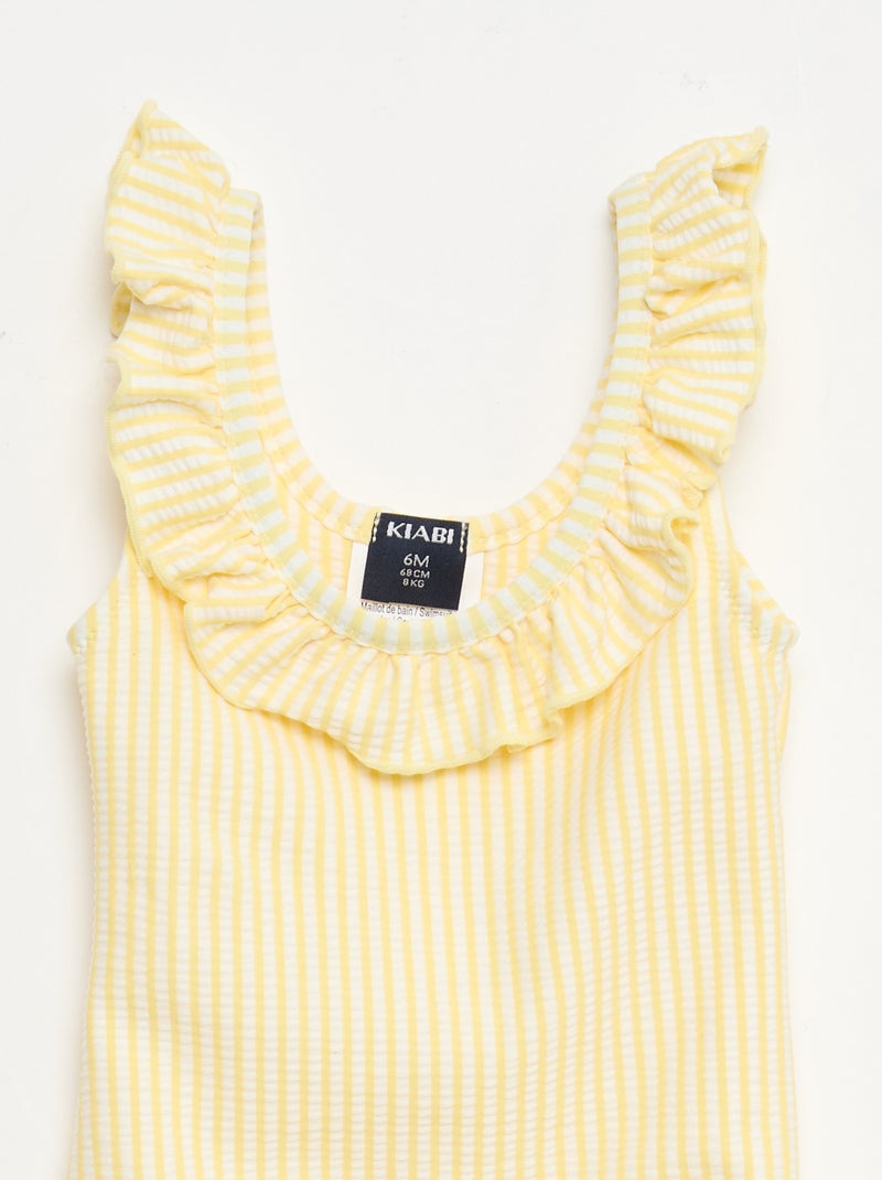Costume da bagno intero con volant Giallo - Kiabi