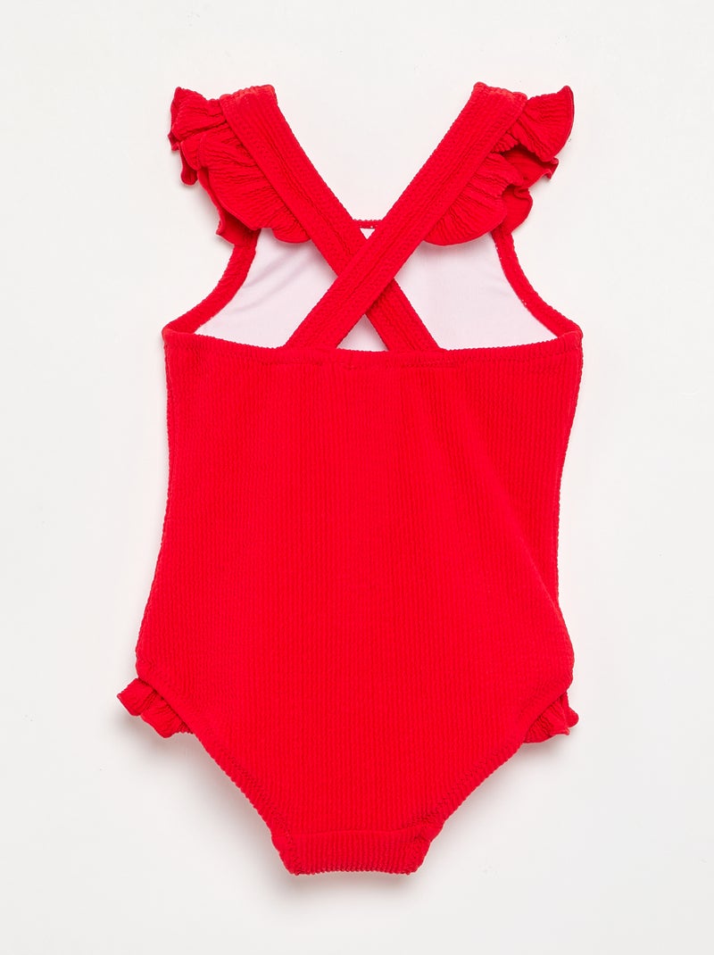Costume da bagno intero con volant Rosso - Kiabi