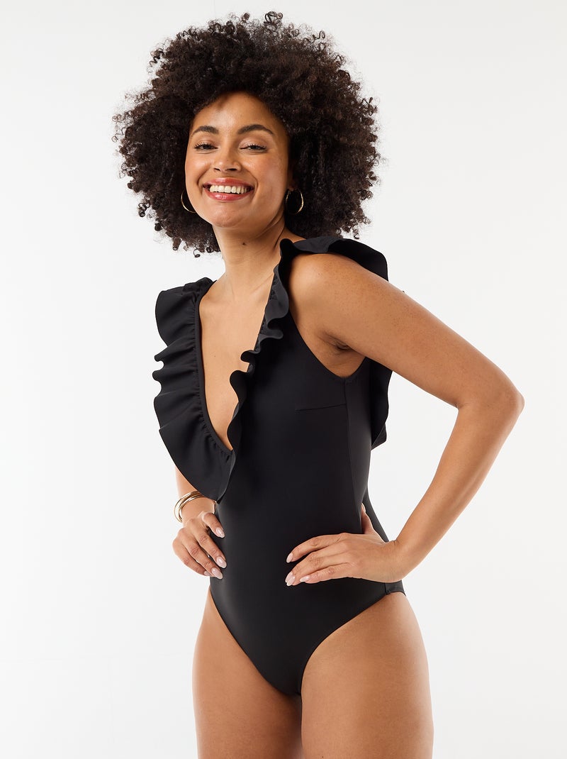 Costume da bagno intero scollatura profonda Nero - Kiabi