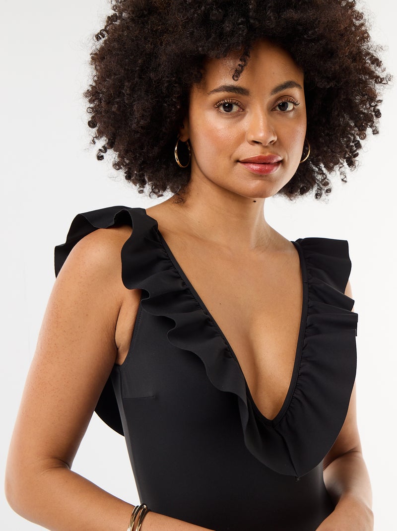 Costume da bagno intero scollatura profonda Nero - Kiabi